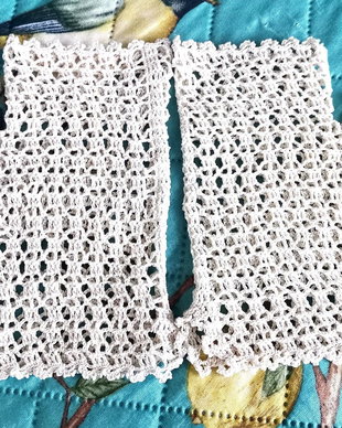 Mănuși damă fără degete*Croșetate*Macrame*Crem