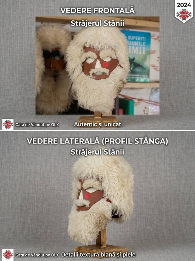 Măști arhaice din piele naturală  creații unicat, lucrate manual