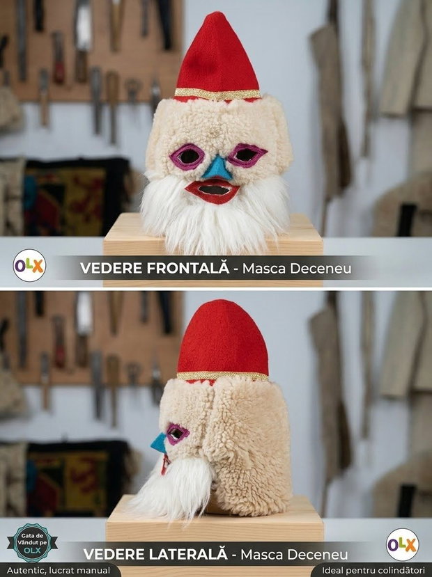 Măști arhaice din piele naturală  creații unicat, lucrate manual