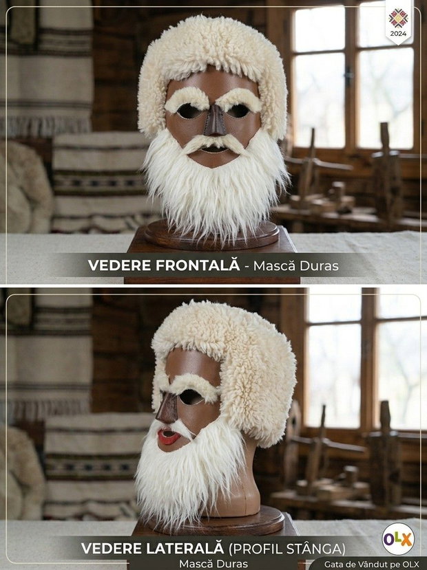 Măști arhaice din piele naturală  creații unicat, lucrate manual
