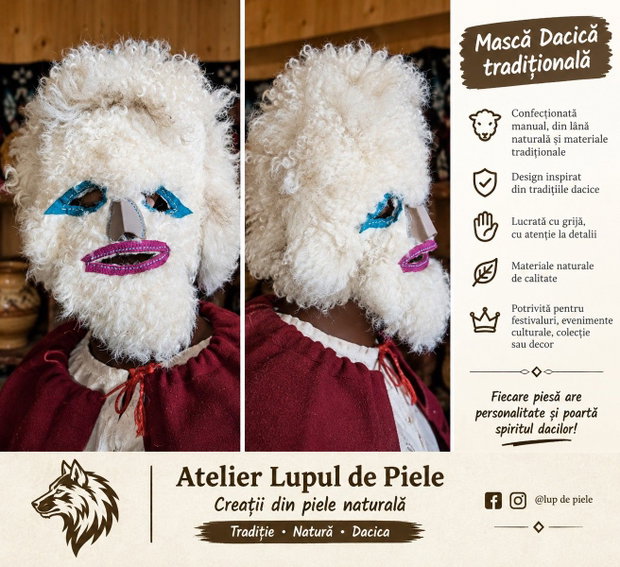 Măști arhaice din piele naturală  creații unicat, lucrate manual