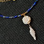 Colier vermeil lapis lazuli sidef roz gravat floare frunza minimalist boho chic trendy