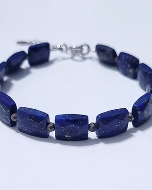 Bratara argint 925 cu lapis lazuli si pirita