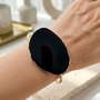 Bratara felie agata neagra & inox placata cu aur