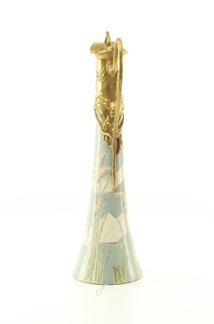 Carafa Art Nouveau din porțelan cu bronz