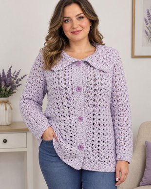 Cardigan croșetat manual  eleganță și rafinament