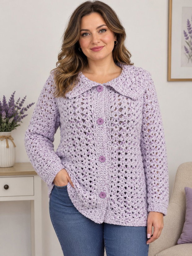 Cardigan croșetat manual eleganță și rafinament