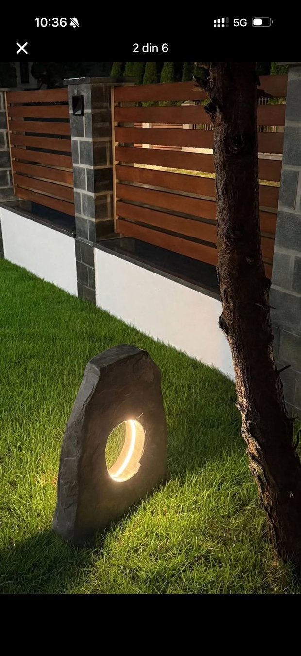 Lampa de gradina din Piatra Naturala cu LED