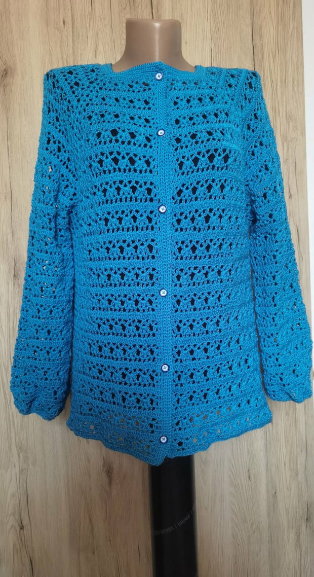 Bluză de vară albastru electric croșetată manual  Chic Crochet by Sorina