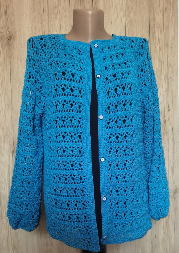 Bluză de vară albastru electric croșetată manual  Chic Crochet by Sorina