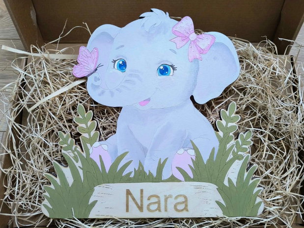 Lampă din lemn pentru copii, cu model elefant Lampă de veghe personalizată pentru copii + TRANSPORT GRATUIT