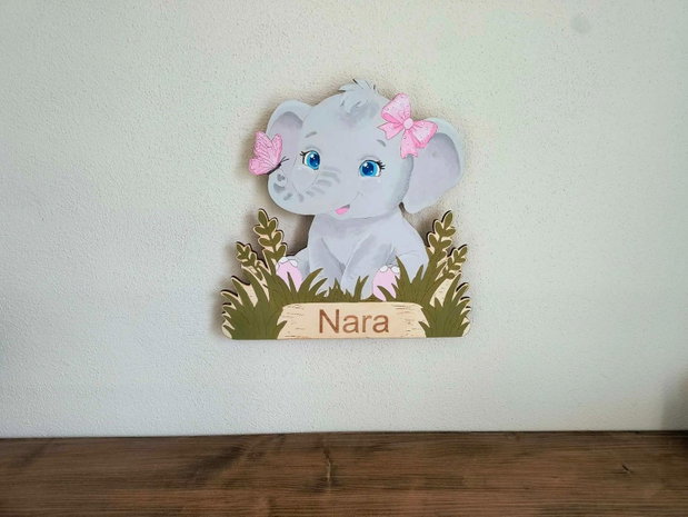 Lampă din lemn pentru copii, cu model elefant Lampă de veghe personalizată pentru copii + TRANSPORT GRATUIT