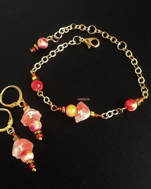 set cu flori de lotus si jad somon