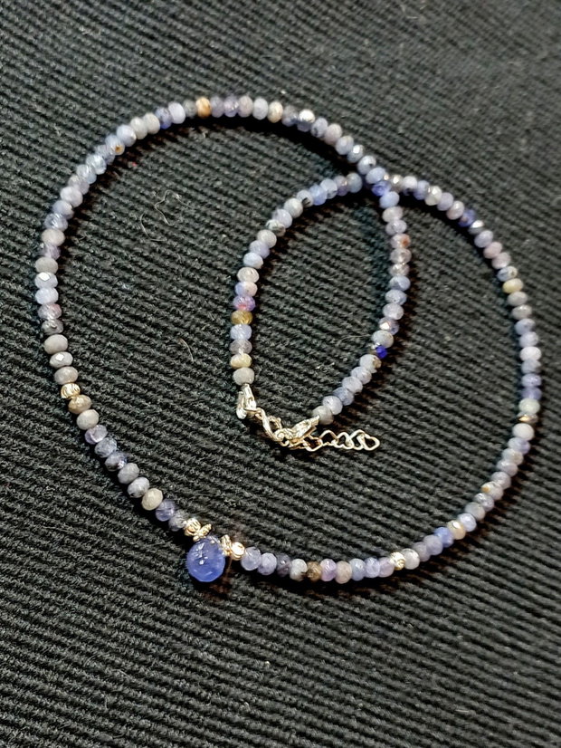 Colier argint tanzanit brioleta minimalist boho chic trendy