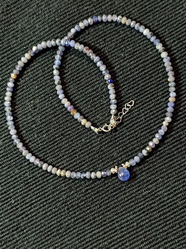 Colier argint tanzanit brioleta minimalist boho chic trendy