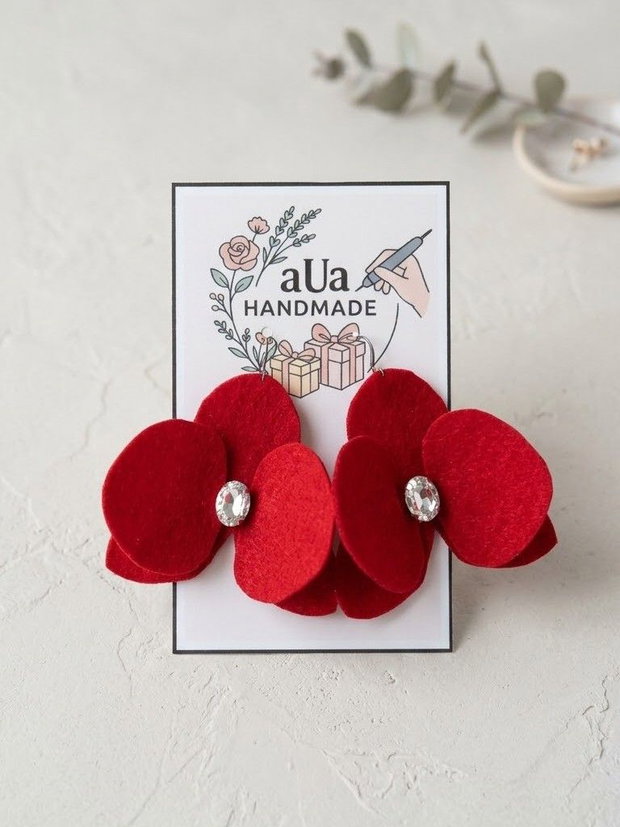 Cercei Handmade Orhidee din FETRU