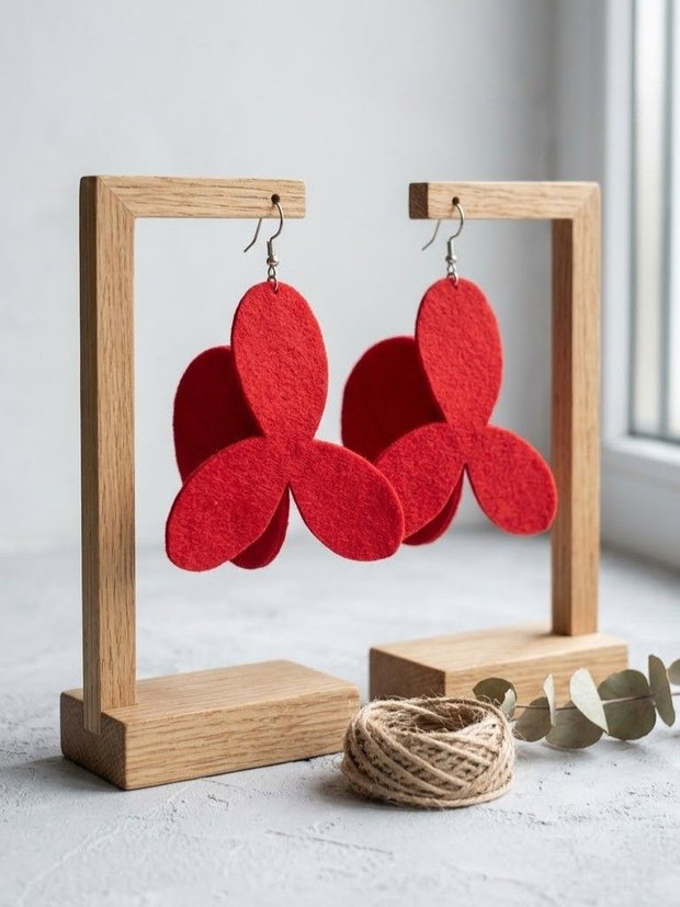 Cercei Handmade Orhidee din FETRU