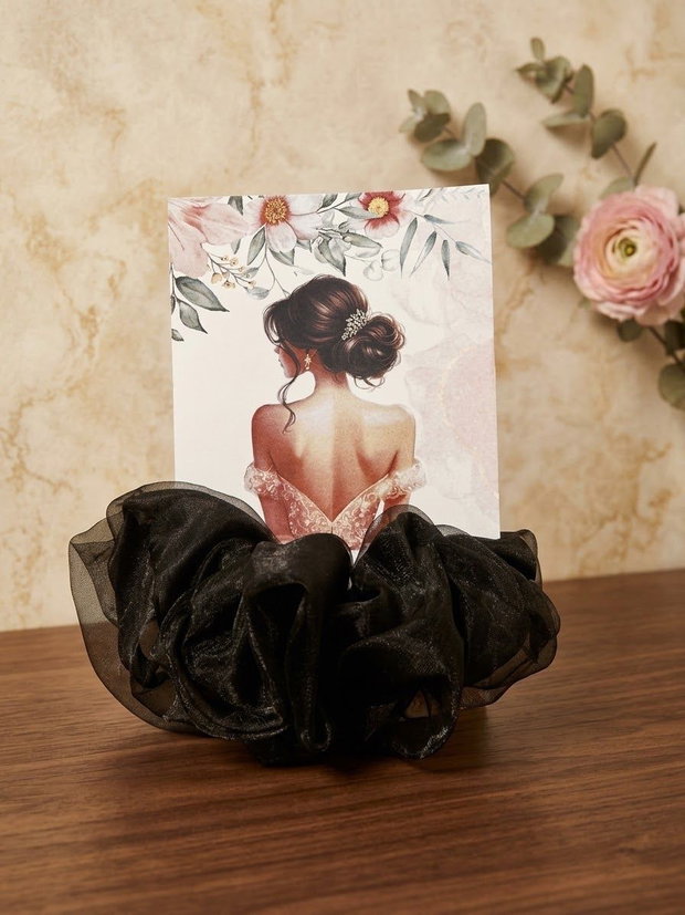 Elastic de păr elegant din organza neagră