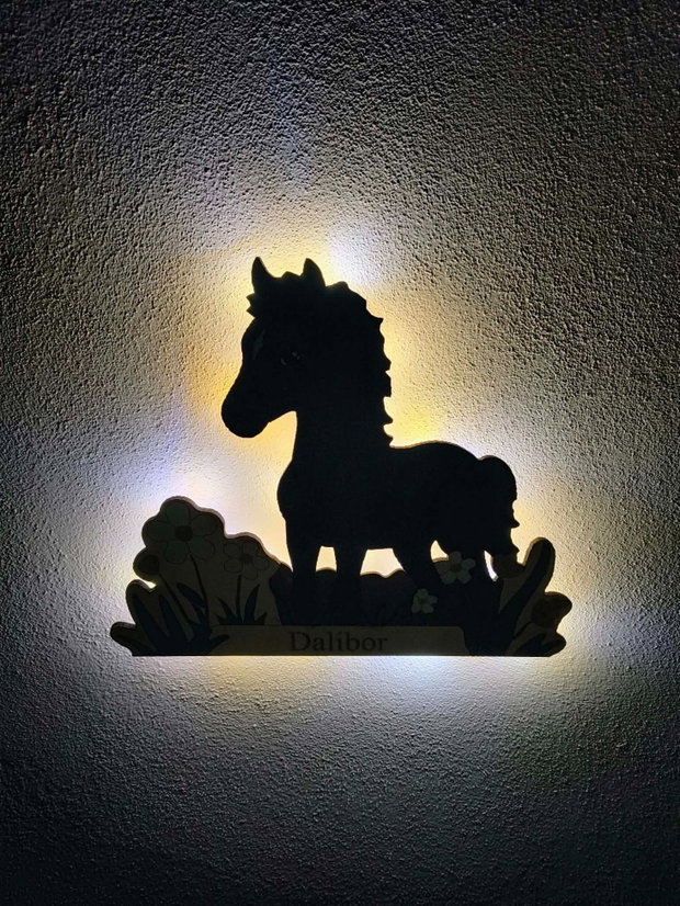 Lampă de veghe personalizată din lemn Căluț 3D - Copii + TRANSPORT GRATUIT