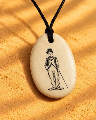 Pandantiv hanmade din lut, stil Charlie Chaplin