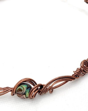 Colier unicat, colier din cupru, colier cu abalone.