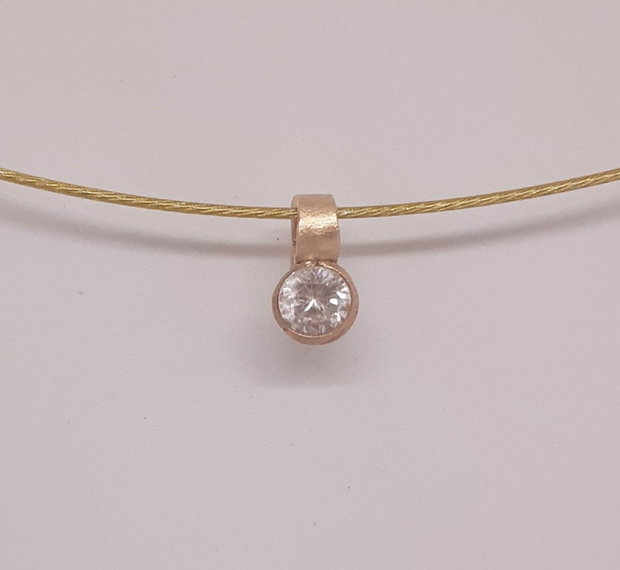 Pandantiv unicat din bronz cu un cristal Cubic Zirconia alb