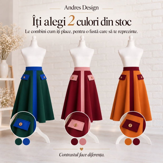 Fustǎ Cloş Coniac cu Detalii Negre