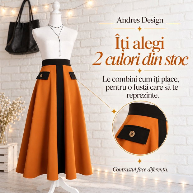 Fustǎ Cloş Coniac cu Detalii Negre