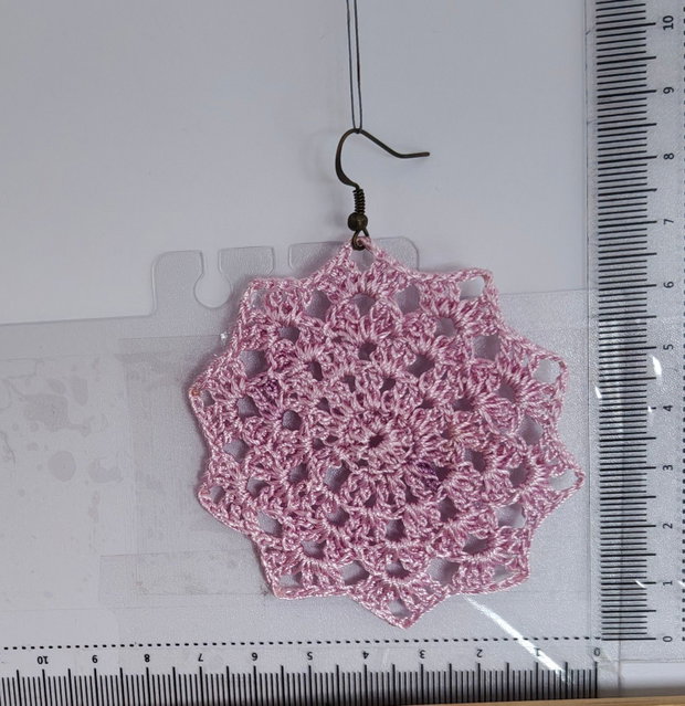 Cercei handmade croșetați roz