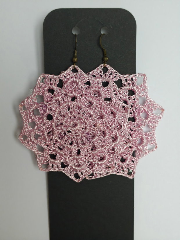 Cercei handmade croșetați roz