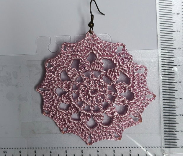Cercei handmade croșetați roz