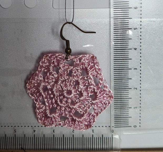 Cercei handmade croșetați roz