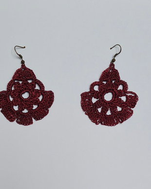 Cercei handmade croșetați - vişiniu elegant