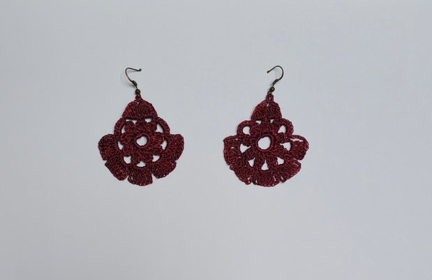 Cercei handmade croșetați - vişiniu elegant