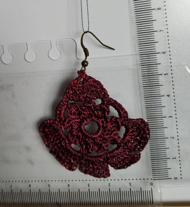 Cercei handmade croșetați - vişiniu elegant