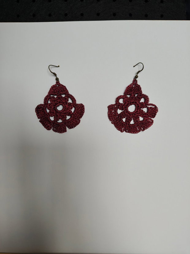 Cercei handmade croșetați - vişiniu elegant