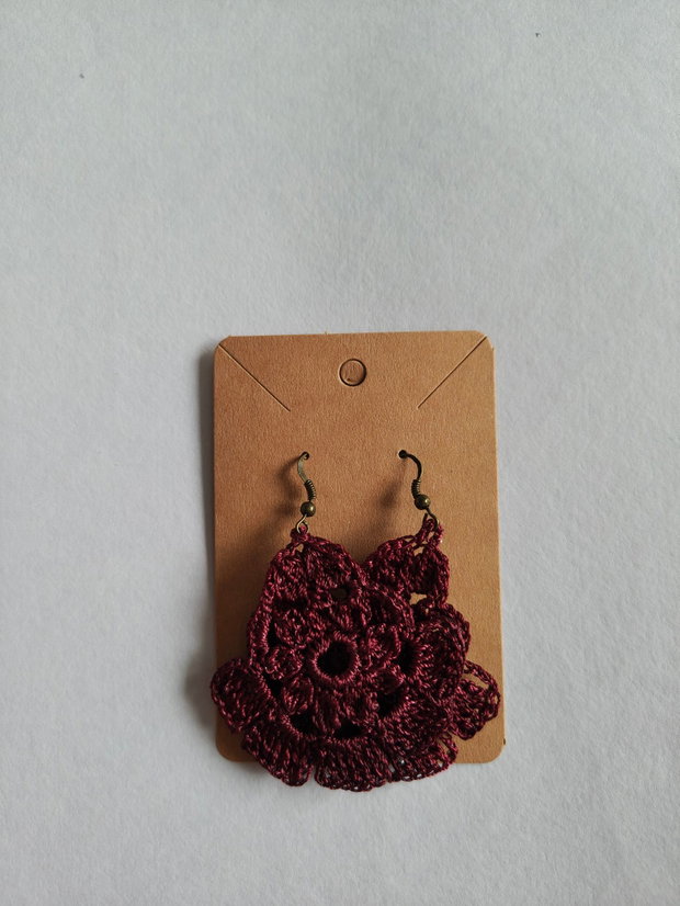 Cercei handmade croșetați - vişiniu elegant
