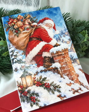 Felicitare de Crăciun cu detalii decorative realizate manual