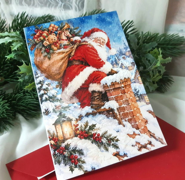 Felicitare de Crăciun cu detalii decorative realizate manual