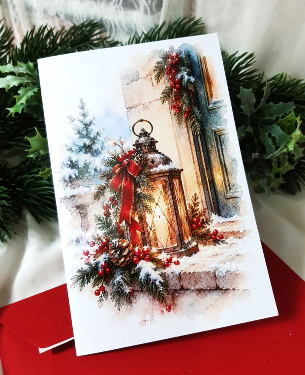 Felicitare de Crăciun cu detalii decorative realizate manual
