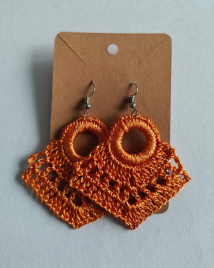 Cercei handmade croșetați - portocaliu intens