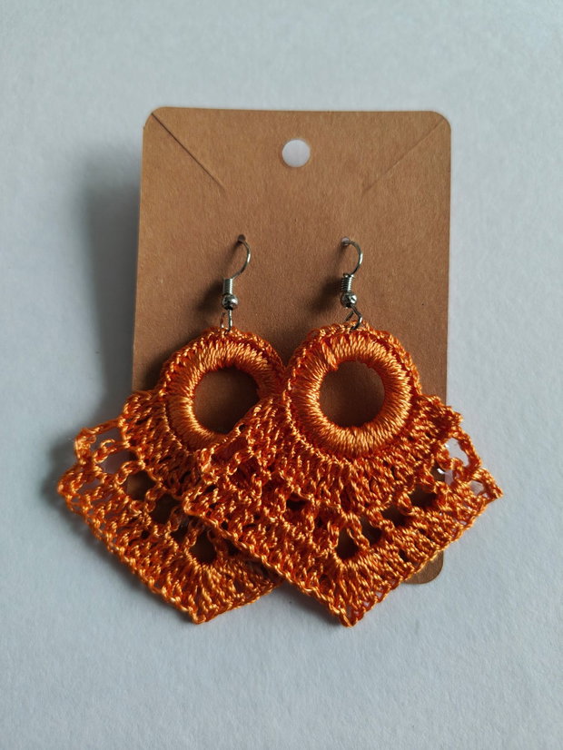 Cercei handmade croșetați - portocaliu intens