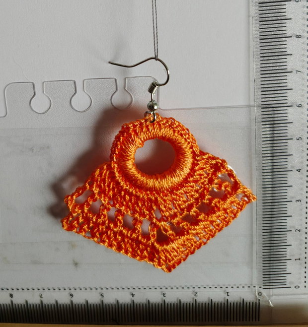 Cercei handmade croșetați - portocaliu intens