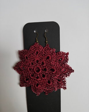 Cercei handmade croșetați - vişiniu elegant