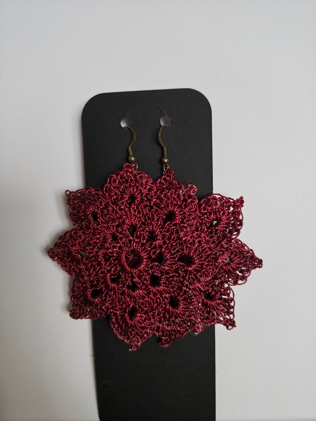 Cercei handmade croșetați - vişiniu elegant