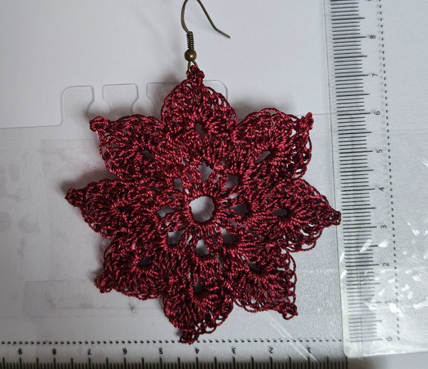 Cercei handmade croșetați - vişiniu elegant