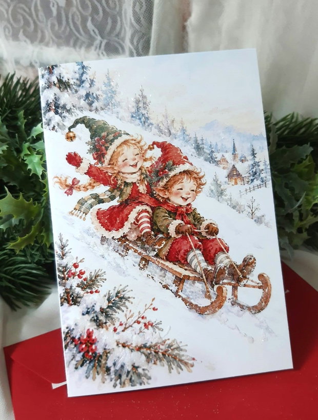 Felicitare de Crăciun cu detalii decorative realizate manual