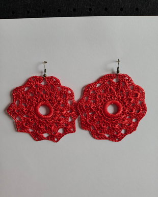 Cercei handmade croșetați - portocaliu ruginiu