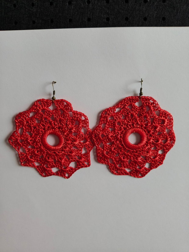 Cercei handmade croșetați - portocaliu ruginiu