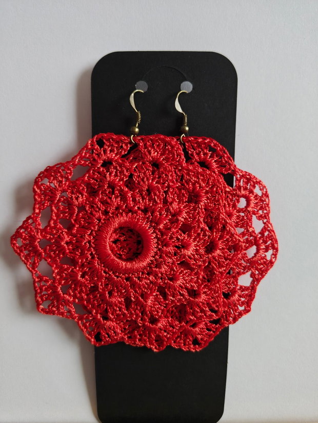 Cercei handmade croșetați - portocaliu ruginiu